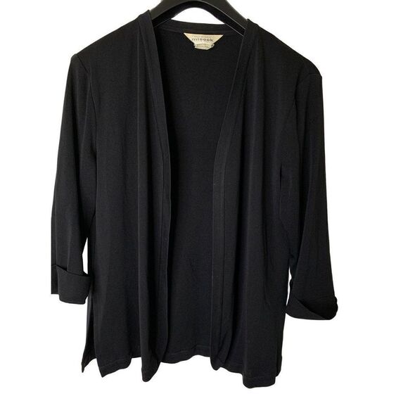 Exclusively Misook open front cardigan jacket black women’s size large - Picture 1 of 3